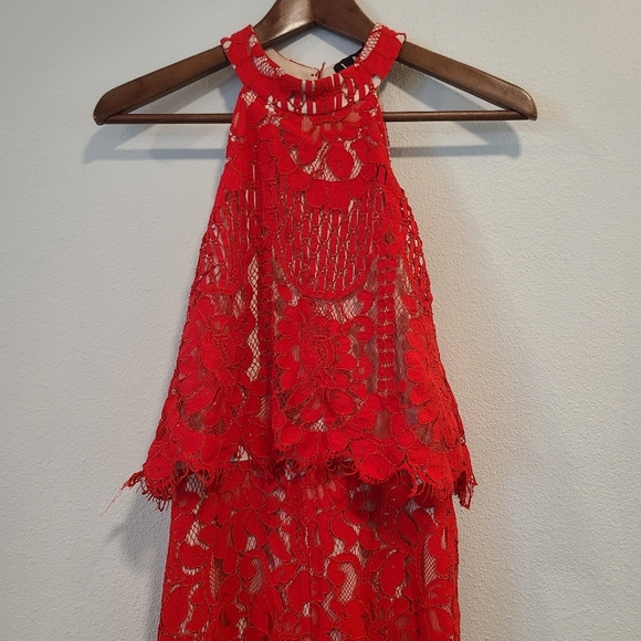 Lulus Britney Red Lace Halter Jumpsuit - Picture 4 of 8